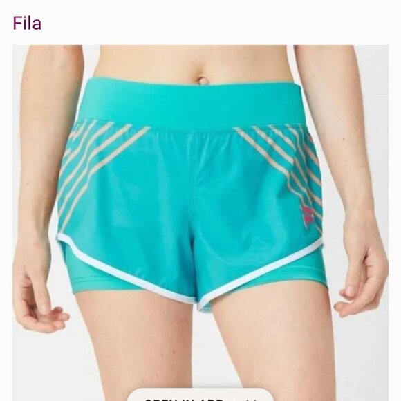 Fila Pants - Fila Woman's Christopher Bevans Green Park Stretch Woven Shorts Sz Lr